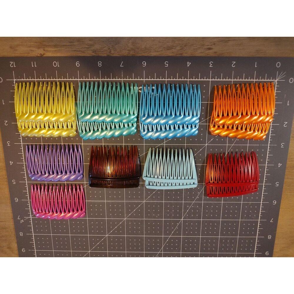 Hair Combs Vintage 16 multicolor tortoiseshell Side 1980s incl 7prs